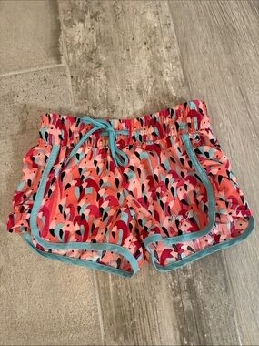 Ron Jon Coral and Teal Patterned Girls' Athletic Shorts